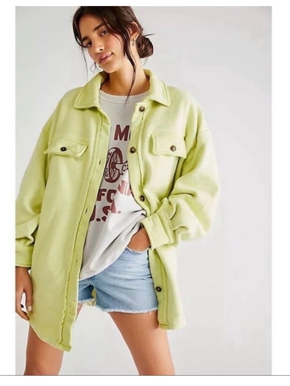 Free People Light Green Ruby Shacket